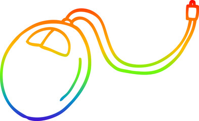 rainbow gradient line drawing of a cartoon old computer mouse