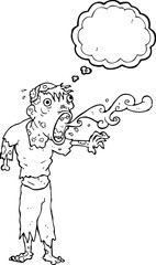 freehand drawn thought bubble cartoon gross zombie
