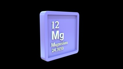 Magnesium Element in periodic table 3d illustration