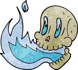 cartoon doodle flaming skull © lineartestpilot