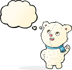 cartoon cute polar bear cub with thought bubble
