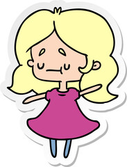 sticker cartoon illustration of a cute kawaii girl