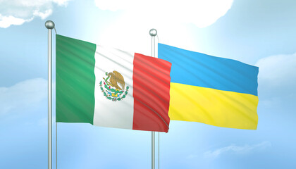 Mexico and Ukraine Flag Together A Concept of Relations