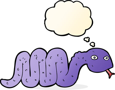 funny cartoon snake with thought bubble
