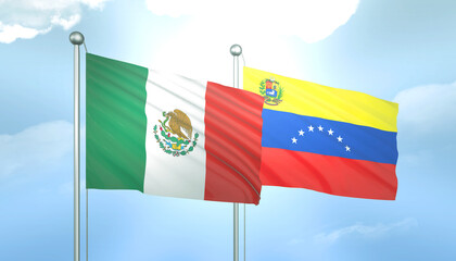 Mexico and Venezuela Flag Together A Concept of Relations