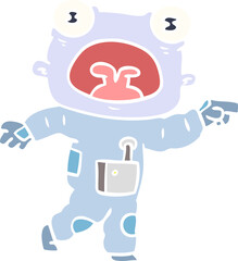 flat color style cartoon weird alien communicating