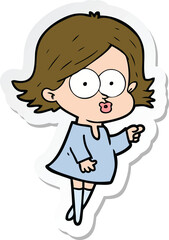 sticker of a cartoon girl pouting
