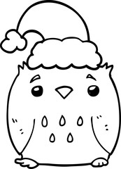 cute cartoon owl wearing christmas hat