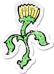 retro distressed sticker of a cartoon flower
