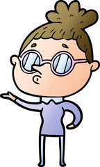 cartoon woman wearing glasses