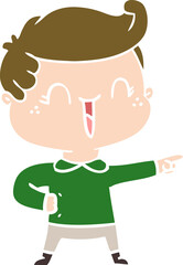 flat color style cartoon laughing boy pointing
