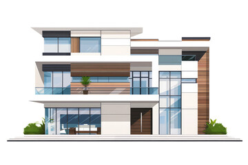 Modern flat country house png, isolated on transparent background, clipart, cutout.