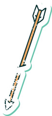 iconic distressed sticker tattoo style image of an arrow