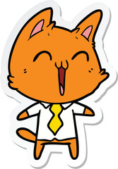 sticker of a happy cartoon cat