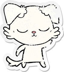 distressed sticker of a cute cartoon dog