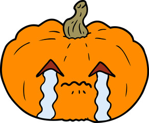 cartoon crying halloween pumpkin