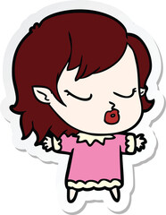sticker of a cute cartoon vampire girl