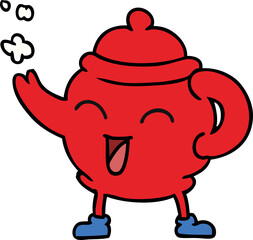 hand drawn cartoon doodle of a blue tea pot