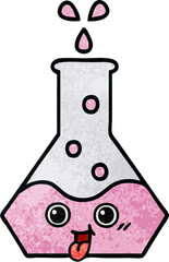 retro grunge texture cartoon of a science beaker