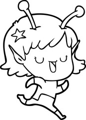 happy alien girl cartoon