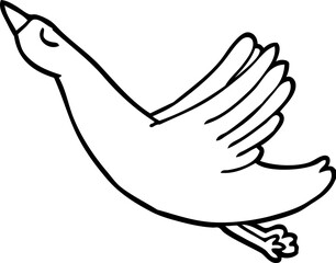 line drawing cartoon flying duck