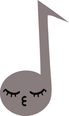 flat color retro cartoon of a musical note