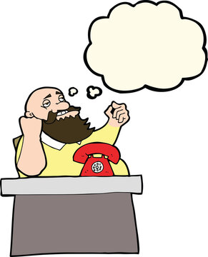 recommend clip art: cartoon arrogant boss man with thought bubble