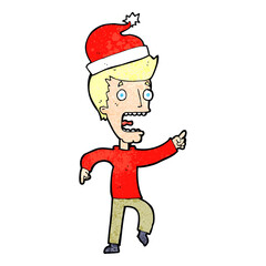 cartoon man getting ready for christmas