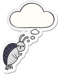 cartoon beetle with thought bubble as a printed sticker