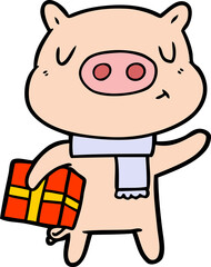 cartoon christmas pig
