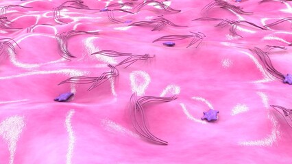 Dense irregular tissue 3d illustration