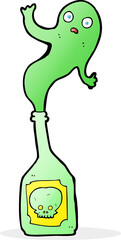 cartoon ghost in bottle