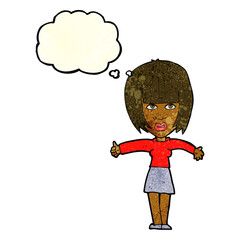 cartoon annoyed woman  with thought bubble