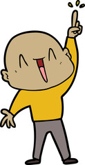 happy cartoon bald man with great idea