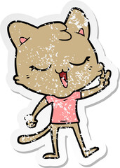 distressed sticker of a cartoon cat