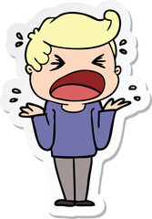 sticker of a cartoon shouting man