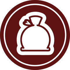 bulging sack circular icon symbol