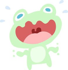 cartoon frog frightened
