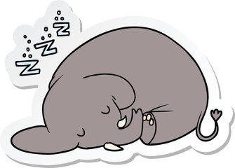sticker of a cartoon sleeping elephant