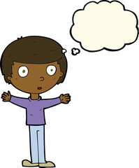 cartoon surprised man with thought bubble