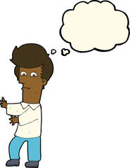 cartoon man gesturing wildly with thought bubble