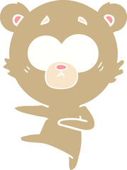 nervous dancing bear flat color style cartoon