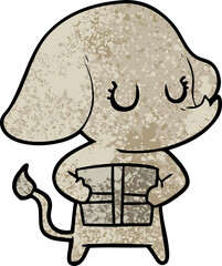 cute cartoon elephant with gift