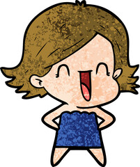 cartoon happy woman