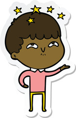 sticker of a cartoon amazed boy