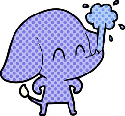 cute cartoon elephant spouting water