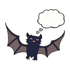 freehand drawn thought bubble cartoon halloween bat