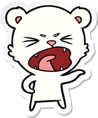 sticker of a angry cartoon polar bear