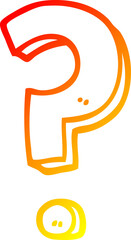 warm gradient line drawing of a cartoon question mark