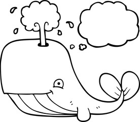 Fototapeta premium freehand drawn thought bubble cartoon whale spouting water